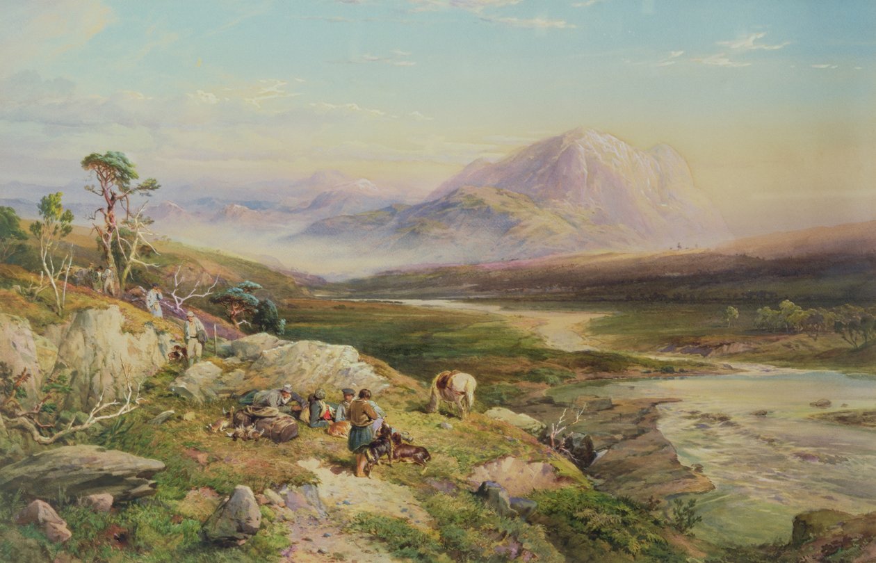 Çekimin Sonu, Loch Maree (kağıt üzerine sulu boya) by Thomas Miles II Richardson