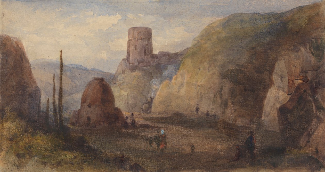 Fort ile Kayalık Manzara by Thomas Miles Richardson Sr.