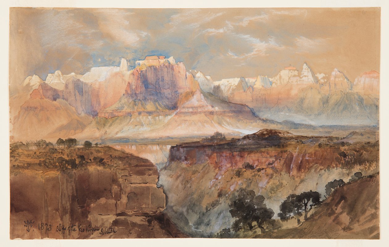 Rio Virgin Kayalıkları, Güney Utah by Thomas Moran