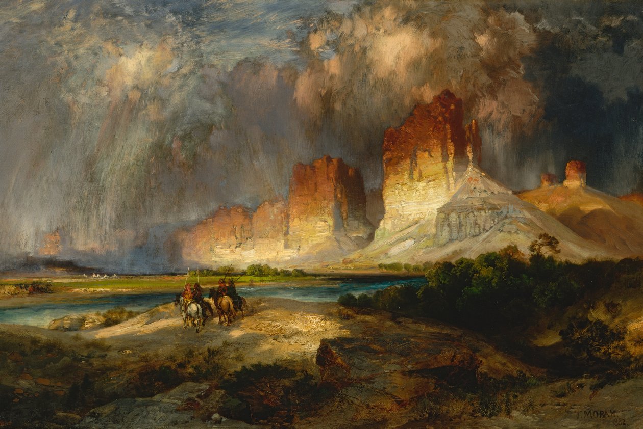Yukarı Colorado Nehri Kayalıkları, Wyoming Bölgesi, 1882. by Thomas Moran