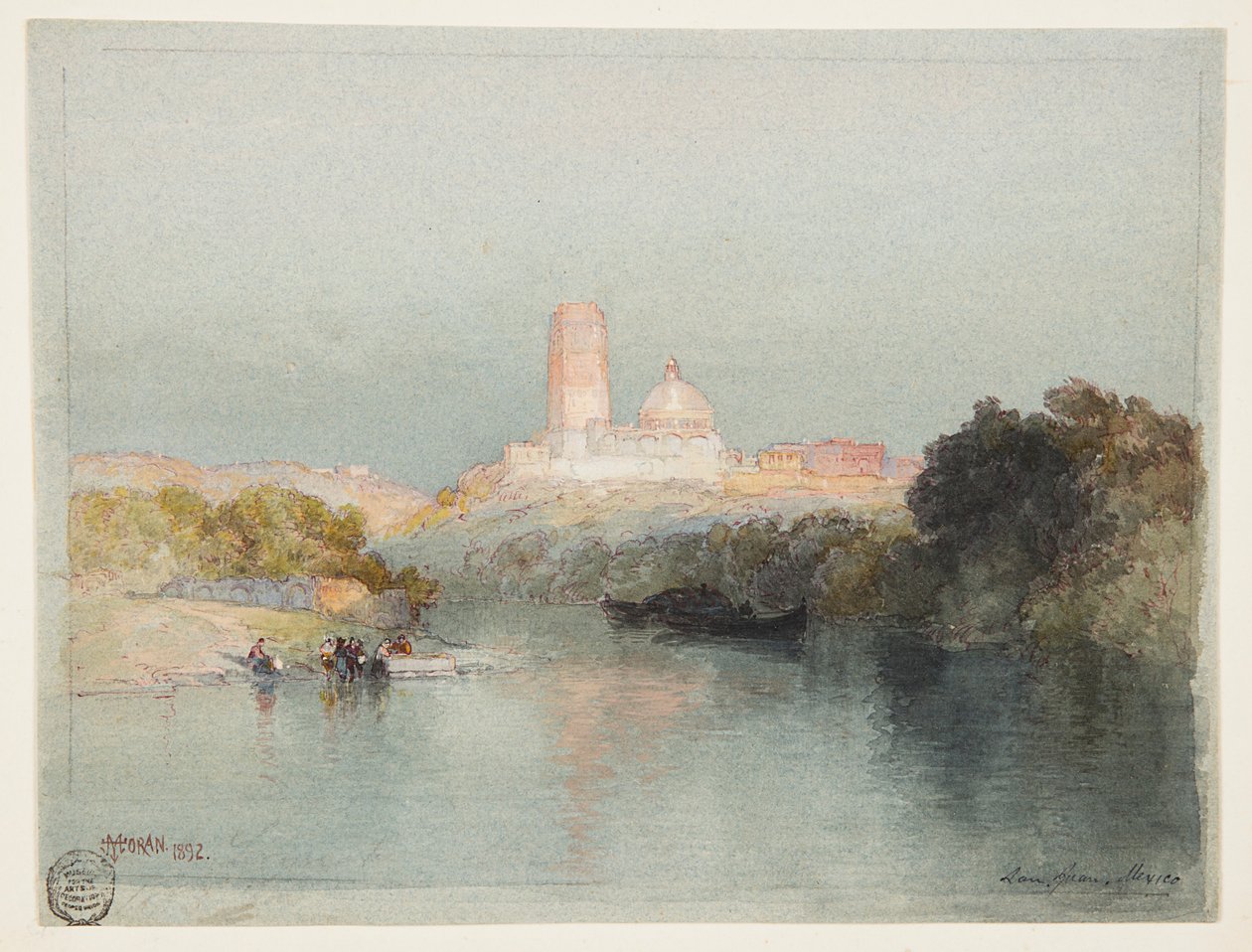 Hacienda, Lerma Nehri üzerinde, San Juan, Meksika by Thomas Moran