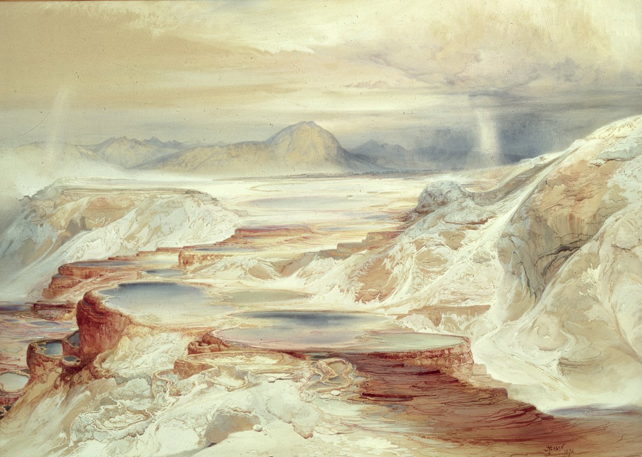 Gardiner Nehri Kaplıcaları, Yellowstone, 1872 by Thomas Moran