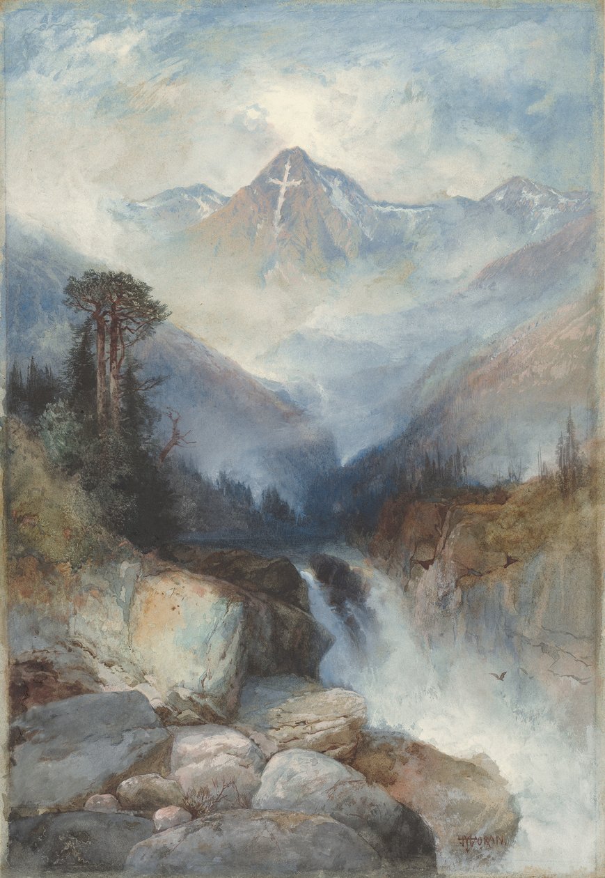 Kutsal Haç Dağı, 1890 (grafit üzerine sulu boya ve guaj boya) by Thomas Moran