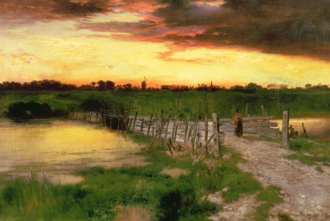 Kanca Göleti Üzerindeki Eski Köprü, 1907 by Thomas Moran