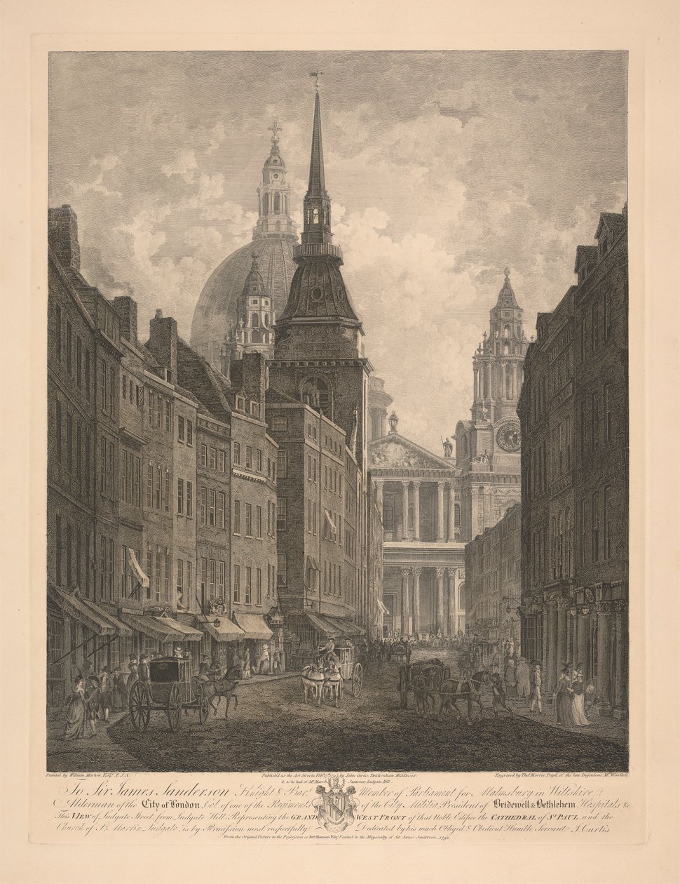St. Pauls Batı Cephesinin Kısmi Görünümü by Thomas Morris