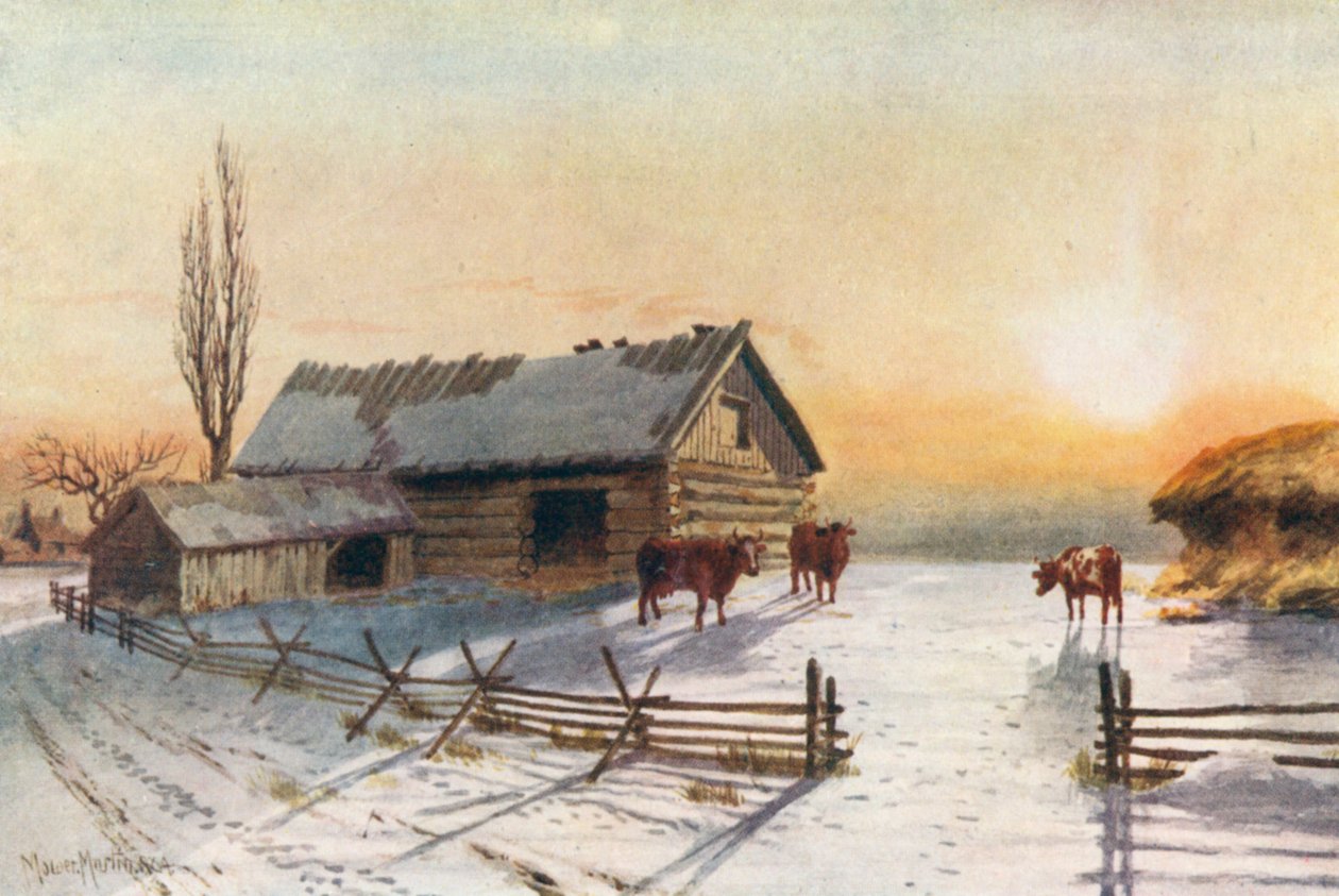 Taşra Çiftliği, Kış (renkli taş baskı) by Thomas Mower Martin