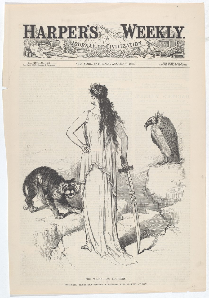 Spoiler İzle. Demokratik Kaplanlar ve Cumhuriyet Akbabaları Körfezde Tutulmalı. by Thomas Nast