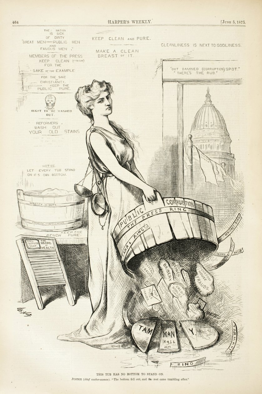 Bu Küvetin Dayanacak Dibi Yok, 1875 (ahşap gravür) by Thomas Nast