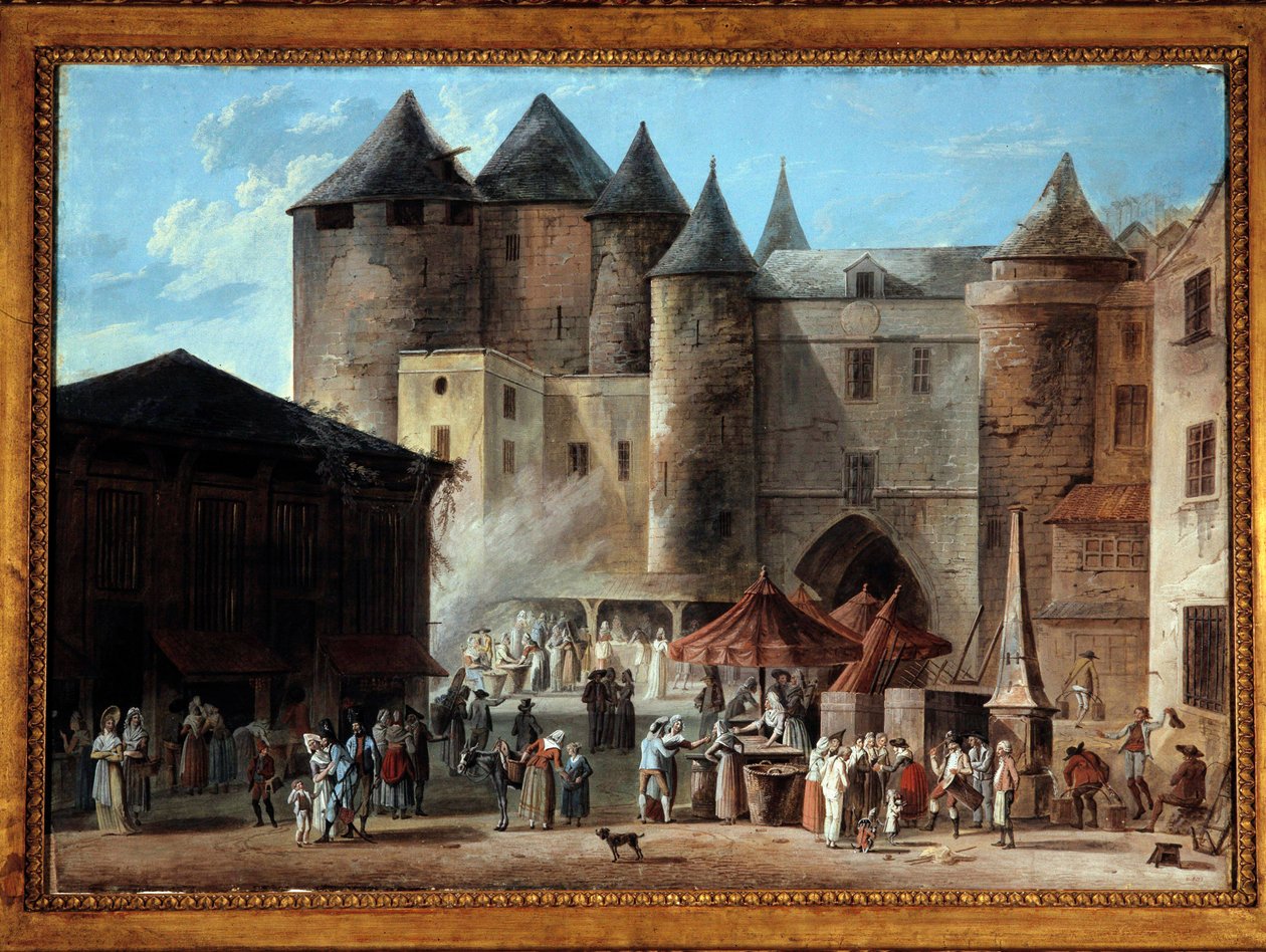 Fransız Devrimi sırasında Paris Caddesi sahnesinde du Grand Chatelet