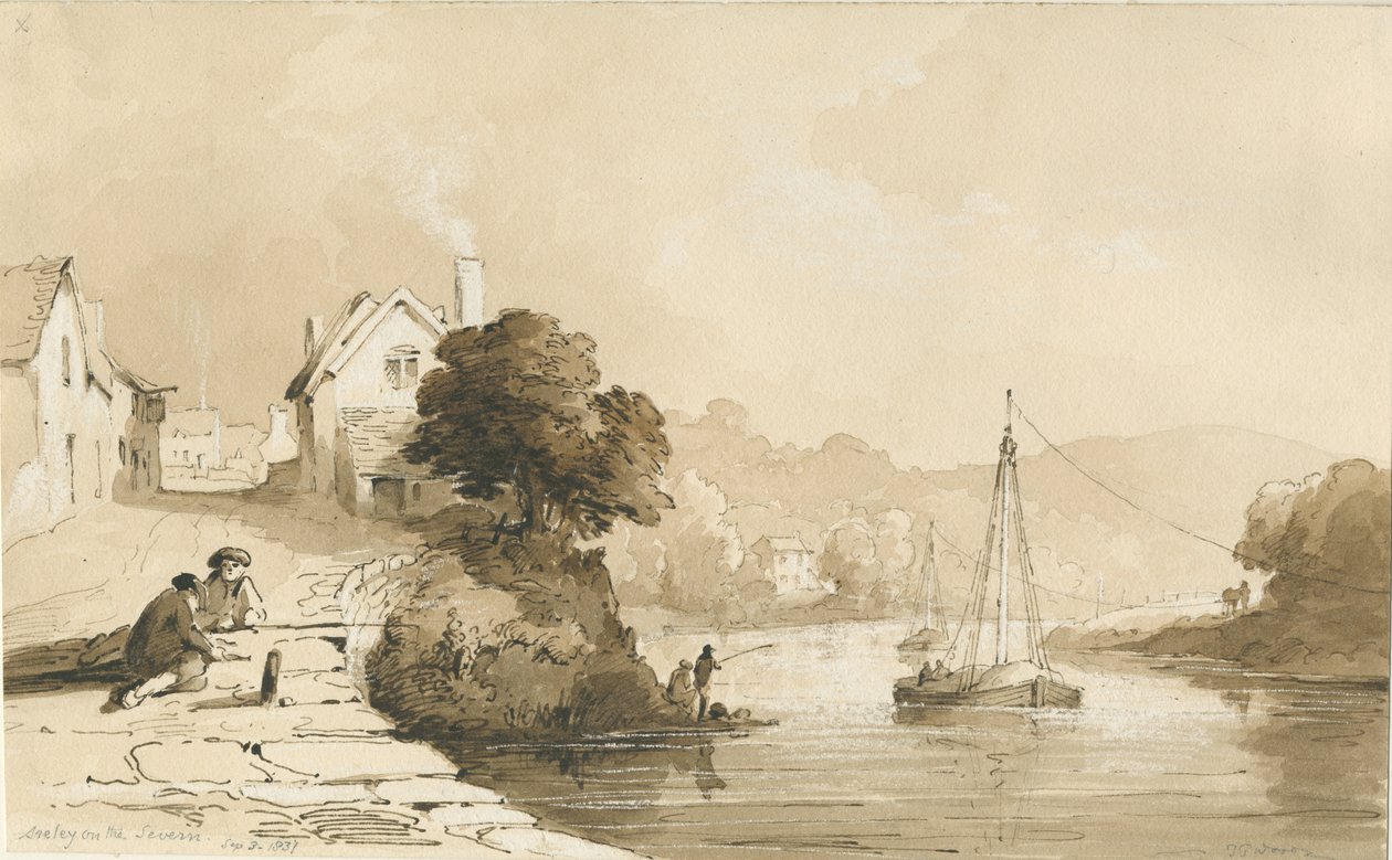 Arley - Severn Nehri: sepya çizimi, 8 Eylül 1837 by Thomas Peploe Wood