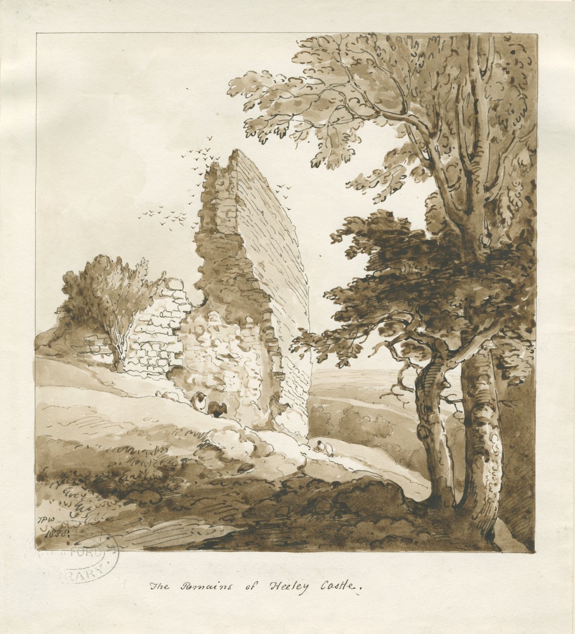 Audley - Heeley Kalesi: sepya çizimi by Thomas Peploe Wood