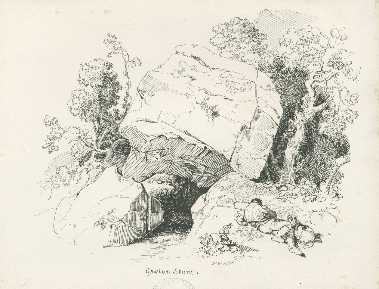 Biddulph - "Gawton Stone": kalem ve mürekkeple çizim, 1836 by Thomas Peploe Wood