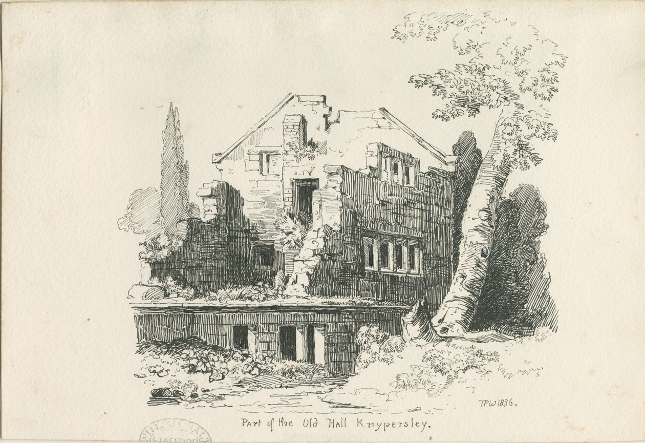 Biddulph - Knypersley Hall [eski] : kalem ve mürekkep çizimi by Thomas Peploe Wood