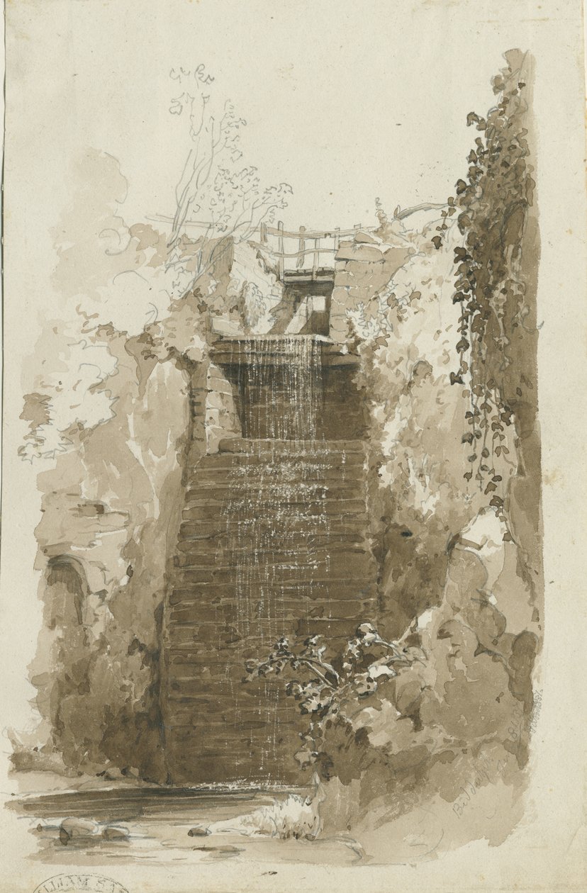 Biddulph - kırsal görünüm: kalem ve yıkama çizimi, 8 Haziran 1837 (çizim) by Thomas Peploe Wood