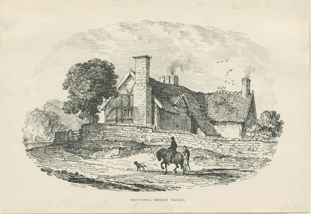 Chatcull Manor House: kalem ve mürekkep çizimi (vinyetli) by Thomas Peploe Wood