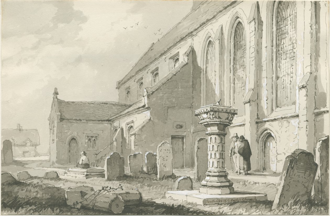 Colwich Kilisesi: sepya çizimi by Thomas Peploe Wood