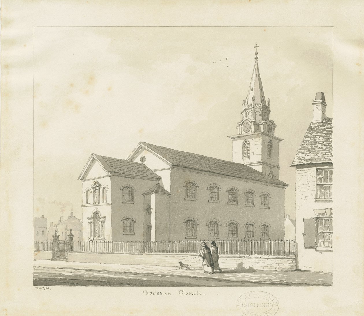 Darlaston Kilisesi: sepya çizimi, 1836 by Thomas Peploe Wood