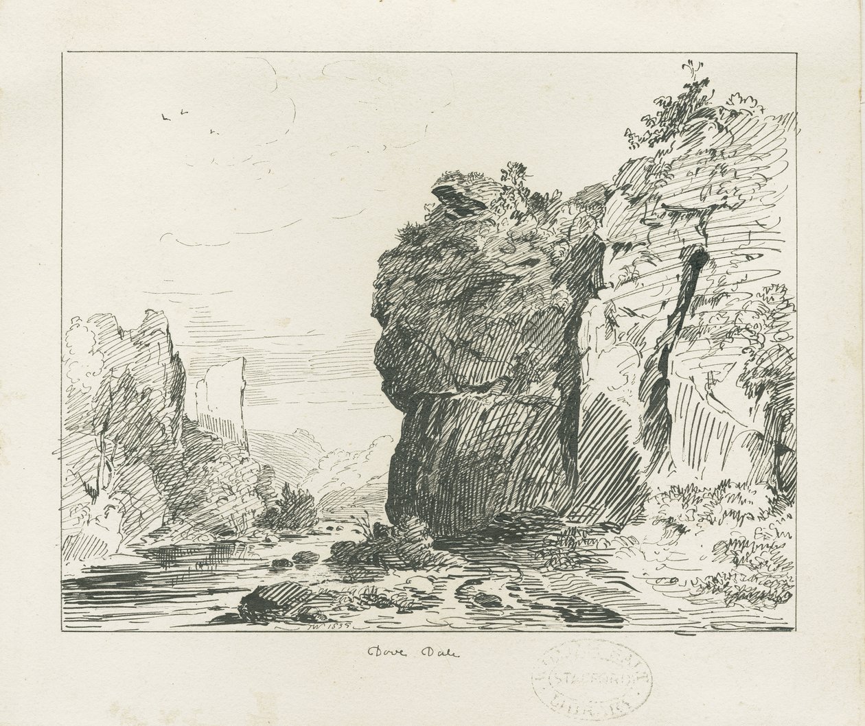Dovedale - manzara: kalem ve mürekkep çizimi by Thomas Peploe Wood