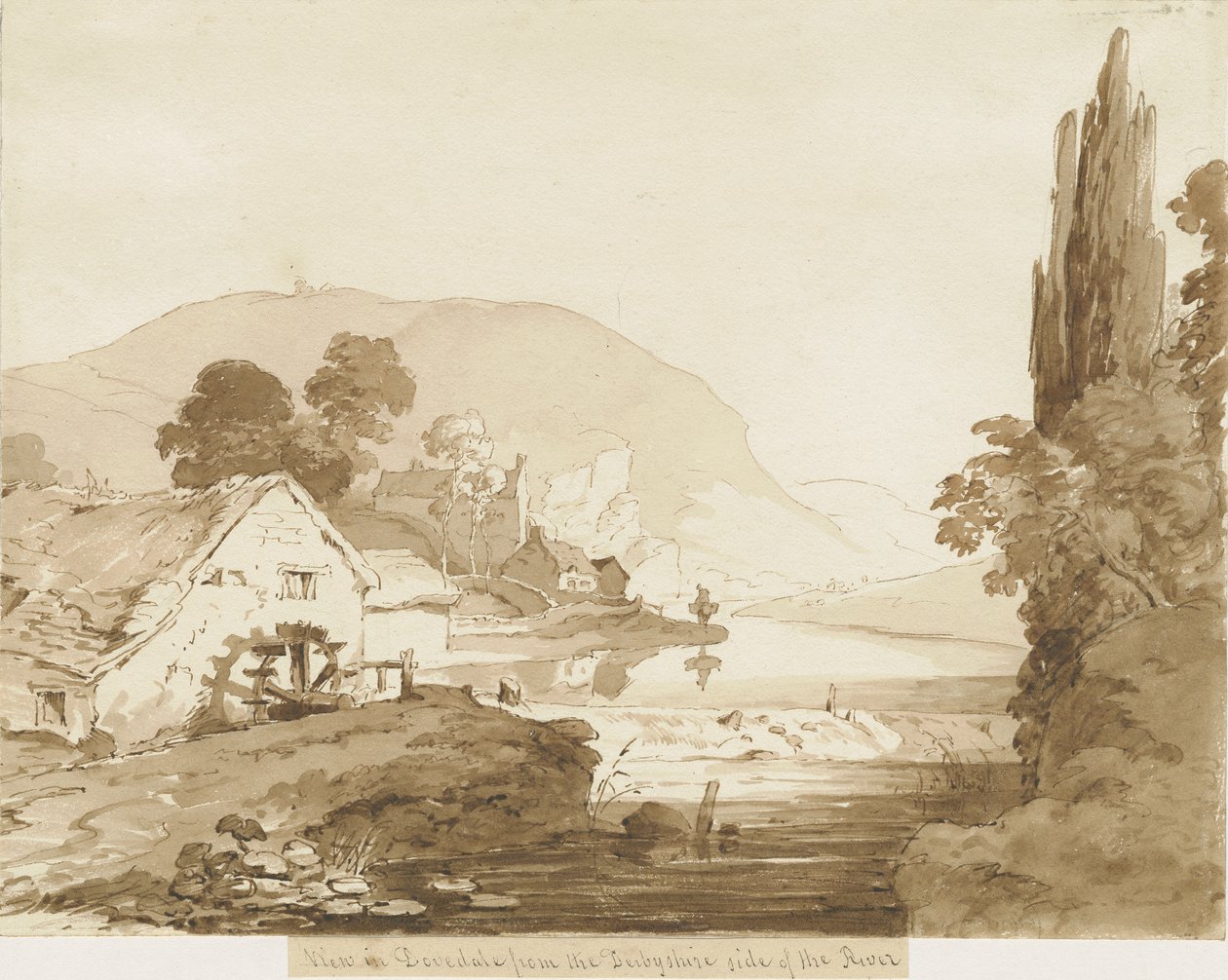 Dovedale - manzara: sepya yıkama çizimi, nd [1817-1845] by Thomas Peploe Wood