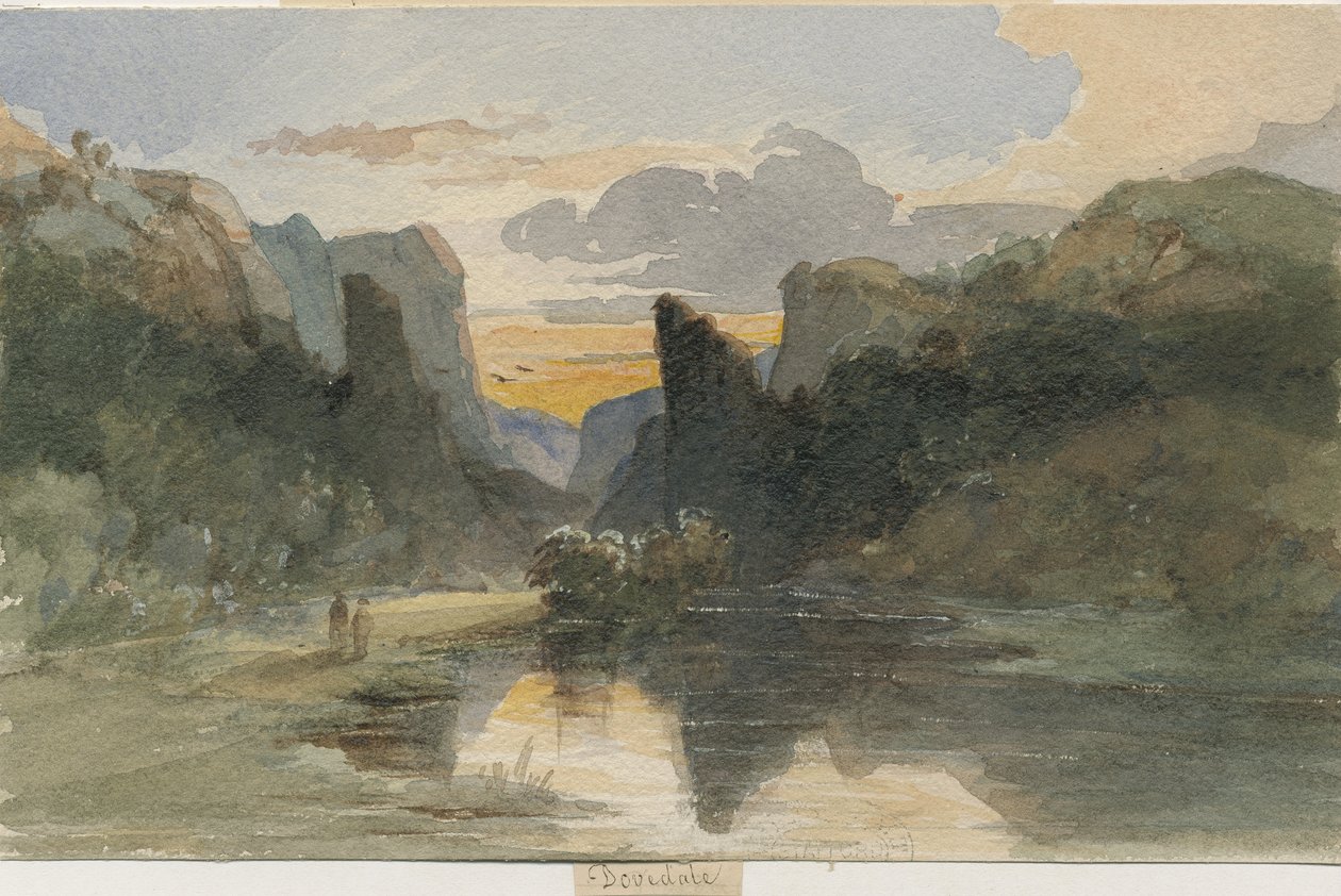 Dovedale - manzara: suluboya resim, nd [?19th Century] by Thomas Peploe Wood