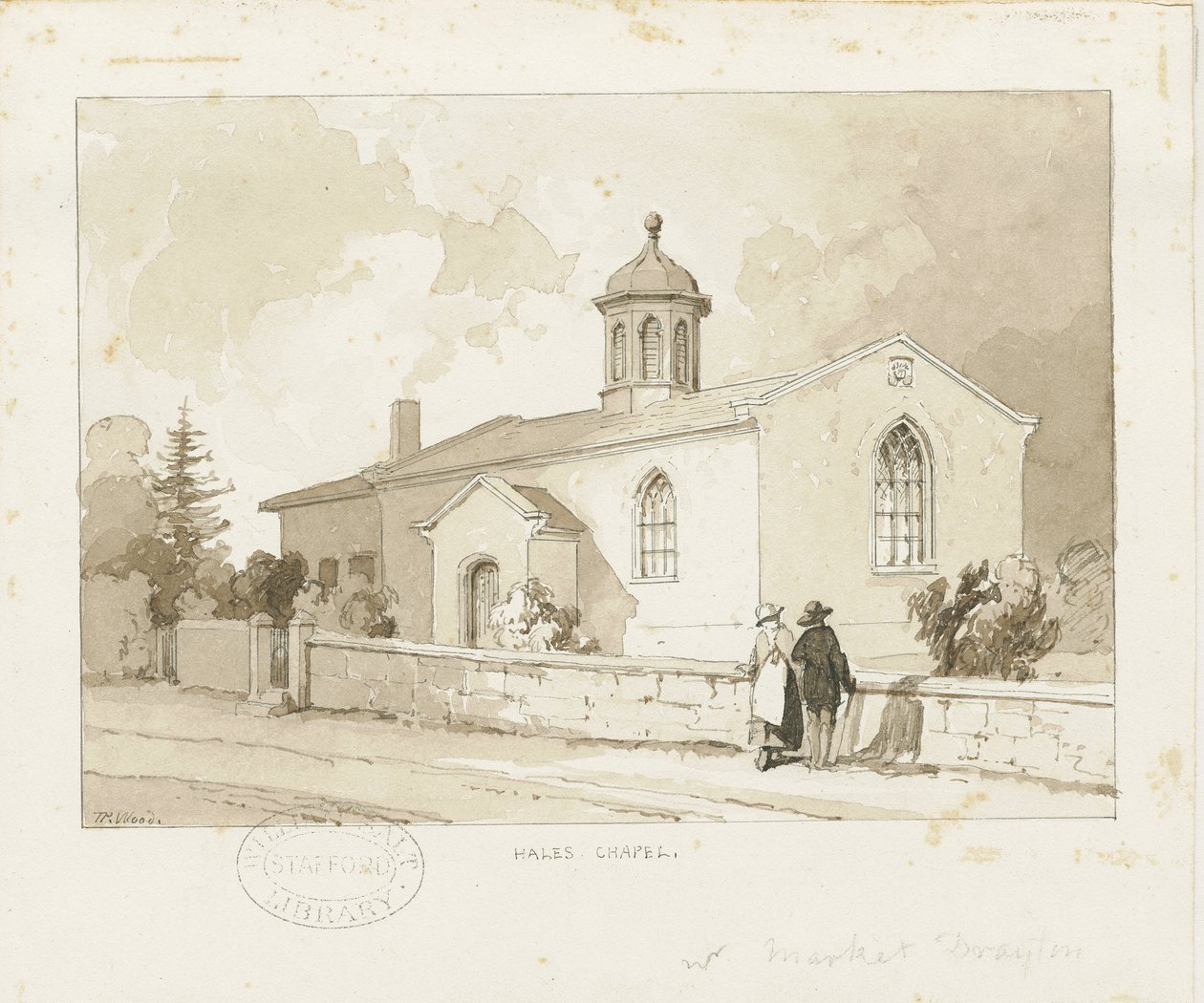 Drayton-in-Hales - Hales Şapeli: sepya yıkama çizimi, nd [1817-1845] (çizim) by Thomas Peploe Wood