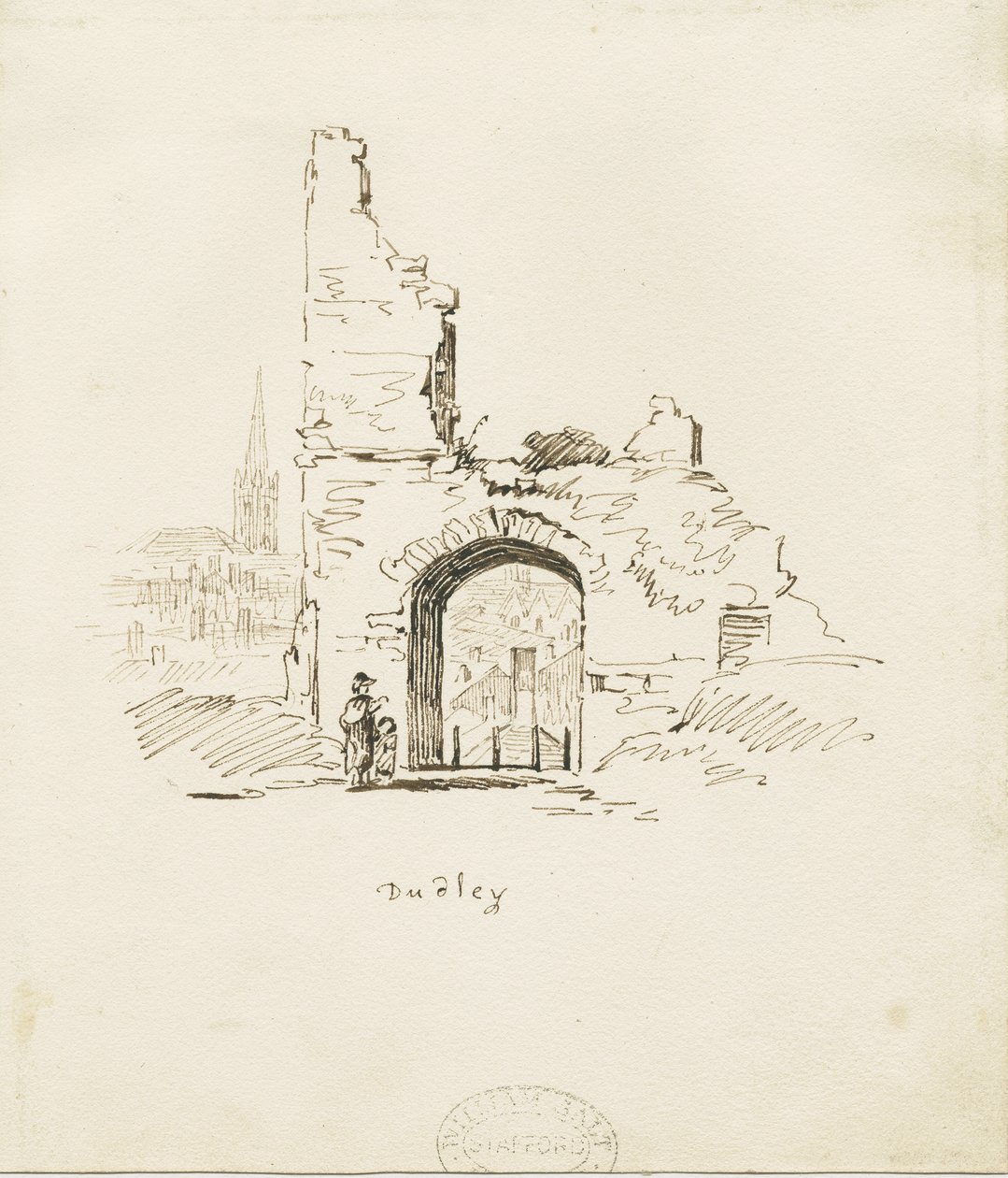 Dudley Kalesi - Kale: karakalem eskiz, nd [19. yüzyıl] (çizim) by Thomas Peploe Wood