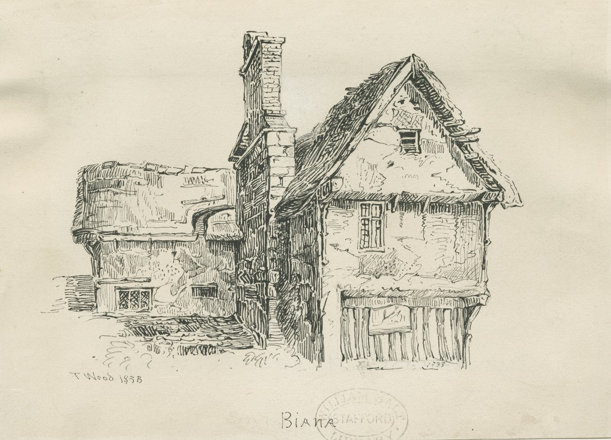 Eccleshall - Biana Hall: kalem ve mürekkeple çizim, 1833 by Thomas Peploe Wood