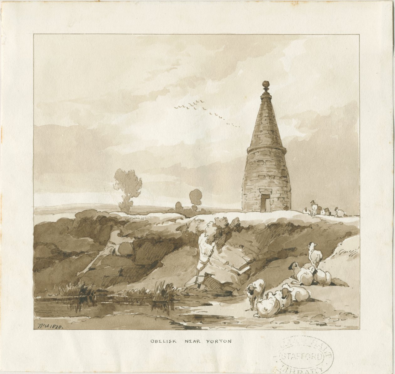 Forton - Dikilitaş: çizim yıkama by Thomas Peploe Wood