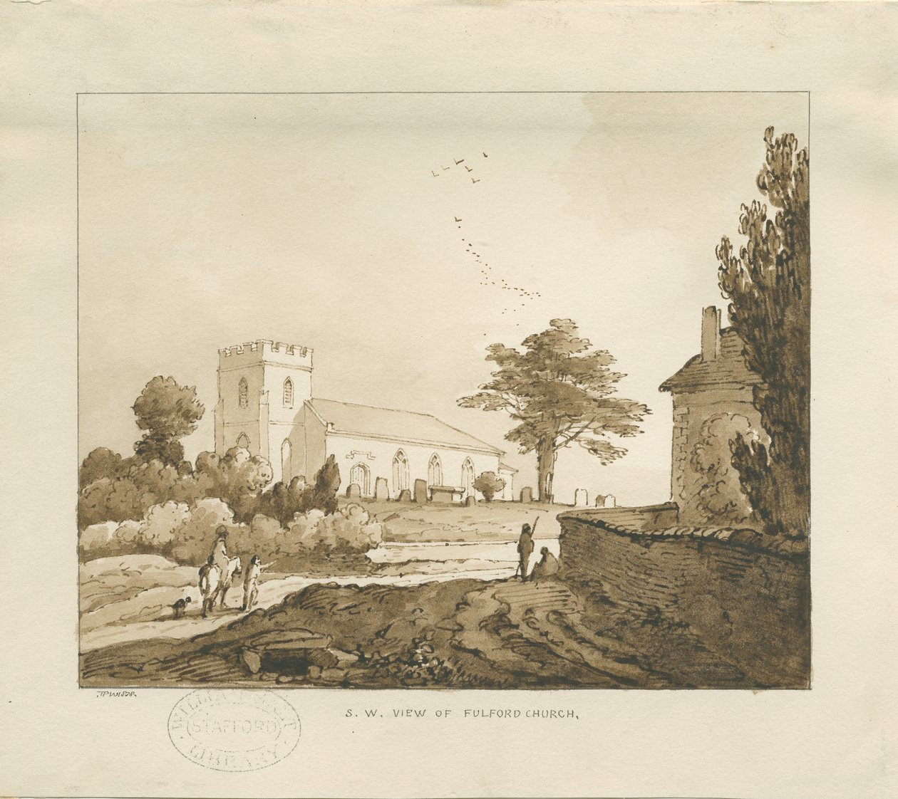 Fulford Kilisesi: sepya çizimi by Thomas Peploe Wood