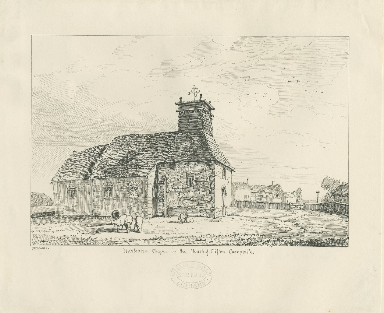 Harlaston Şapeli: karakalem by Thomas Peploe Wood