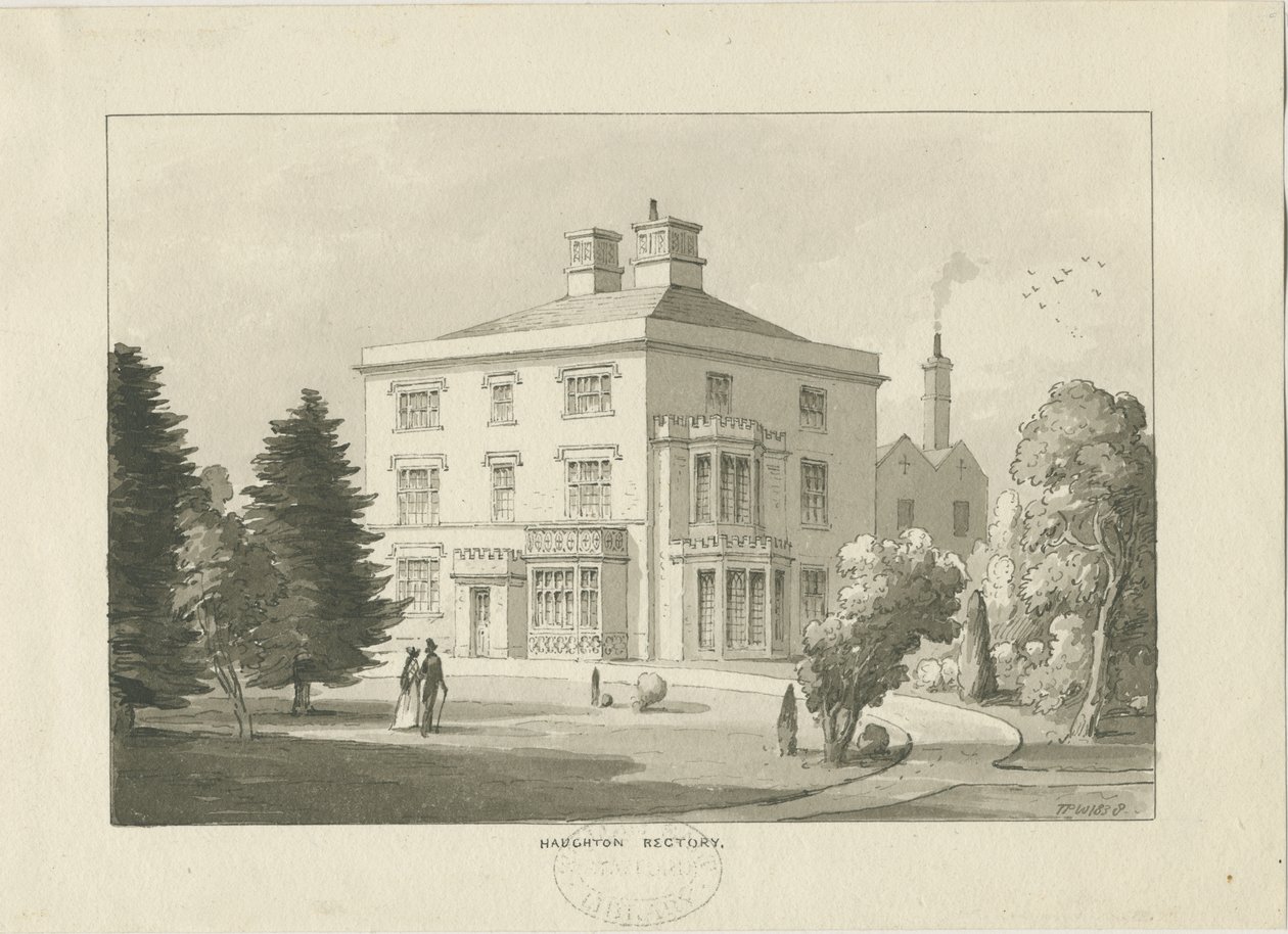 Haughton Rectory: çizim yıkama by Thomas Peploe Wood