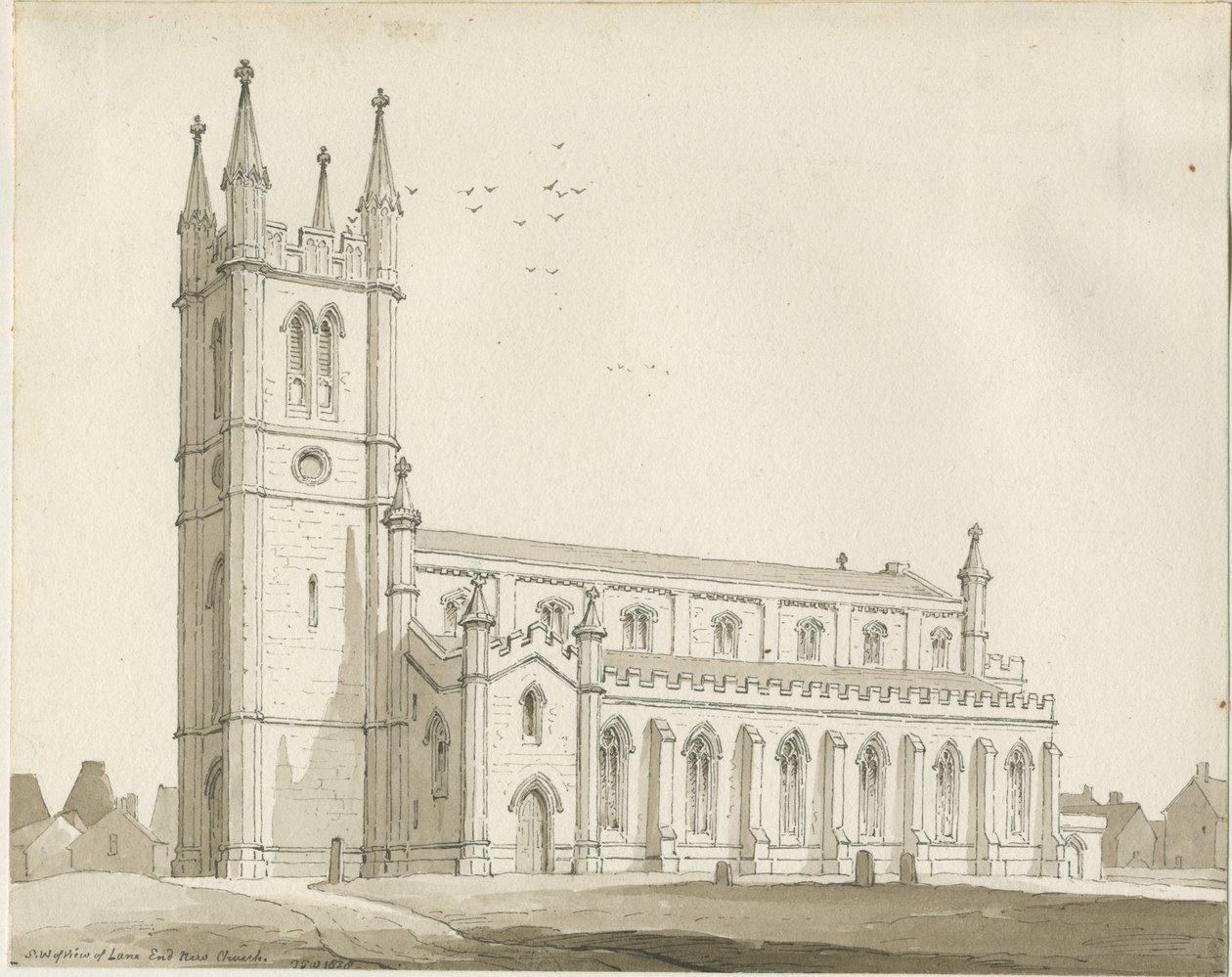 Lane End - Yeni Kilise: sepya çizimi by Thomas Peploe Wood