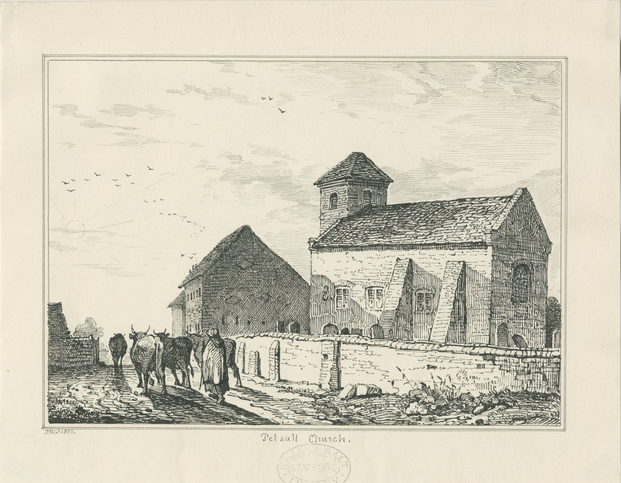 Pelsall Kilisesi (Eski): kalem ve mürekkeple çizim by Thomas Peploe Wood