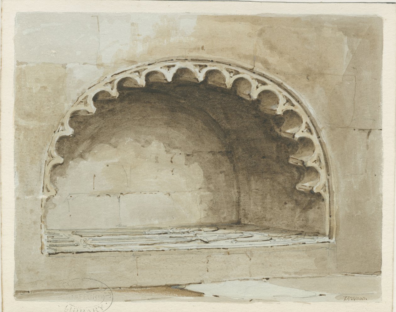 Penkridge Kilisesi - Güney Duvarındaki Anıt: sulu boya, nd [1817-1845] (resim) by Thomas Peploe Wood