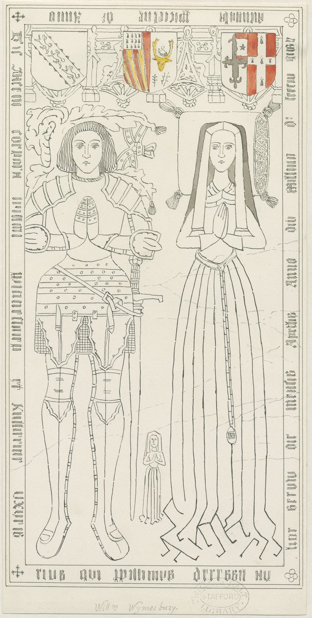 Penkridge Kilisesi - William Wynnesbury Mezarı: kalem ve mürekkep çizimi, nd [1842-1845] (çizim) by Thomas Peploe Wood