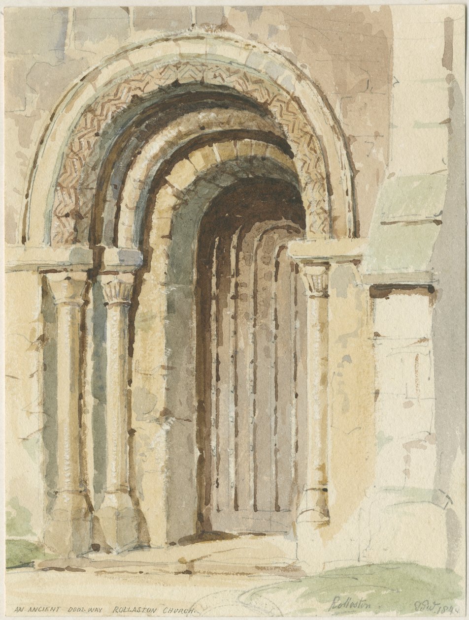 Rolleston Kilisesi: sulu boya, 184[4] by Thomas Peploe Wood