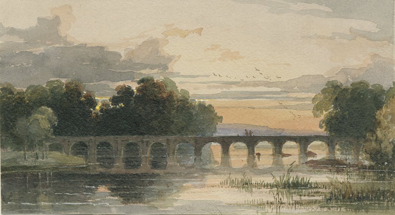 Shugborough Köprüsü: suluboya resim, nd [19. yüzyıl] by Thomas Peploe Wood