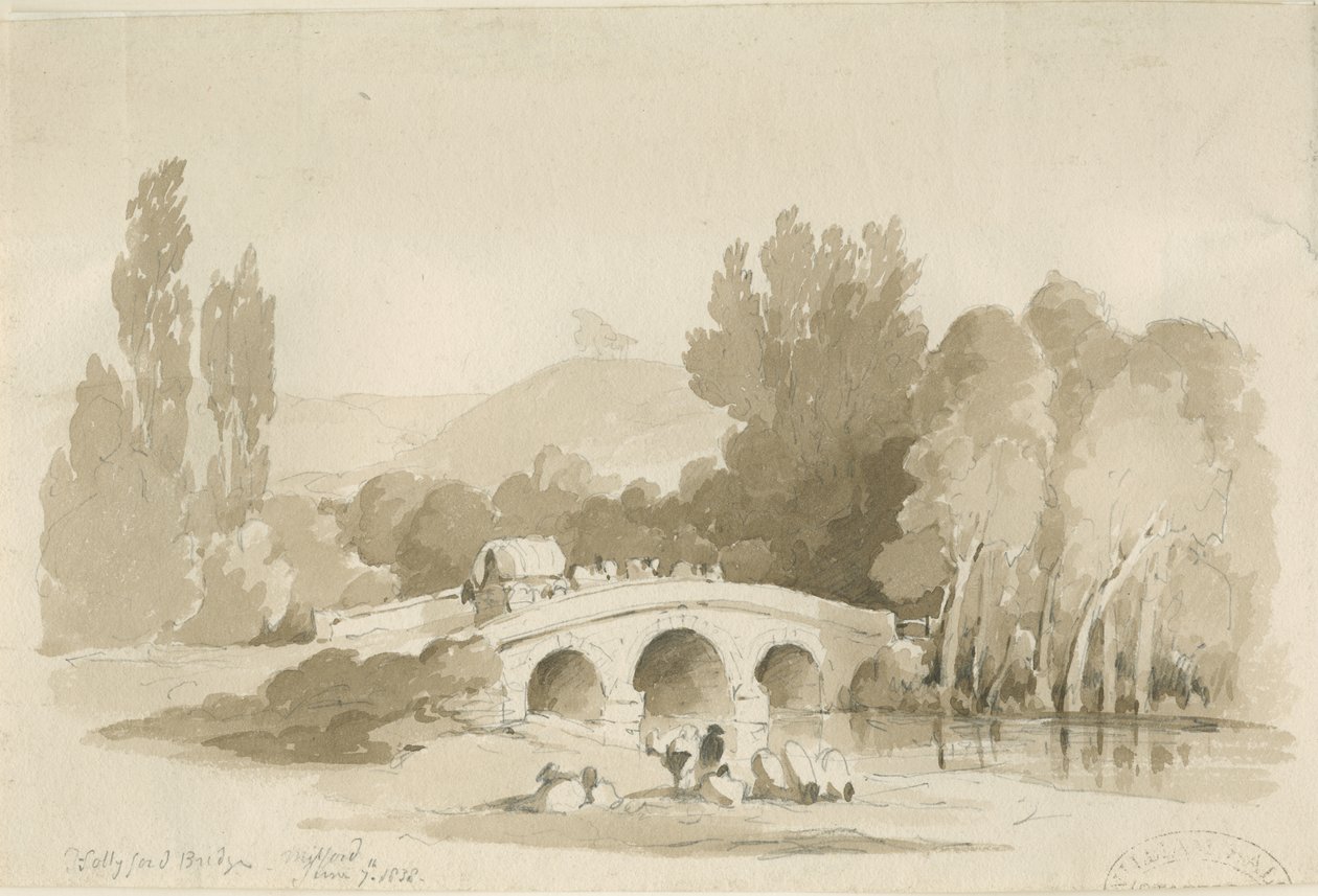 Stafford - Hollyford Bridge, Milford: sepya çizimi, 7 Haziran 1838 (çizim) by Thomas Peploe Wood