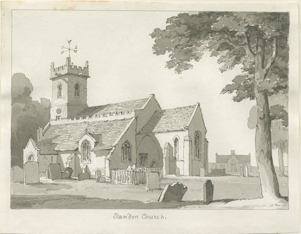 Standon Hall: kalem ve mürekkeple çizim ve [?19. yüzyılın ortaları] (çizim) by Thomas Peploe Wood
