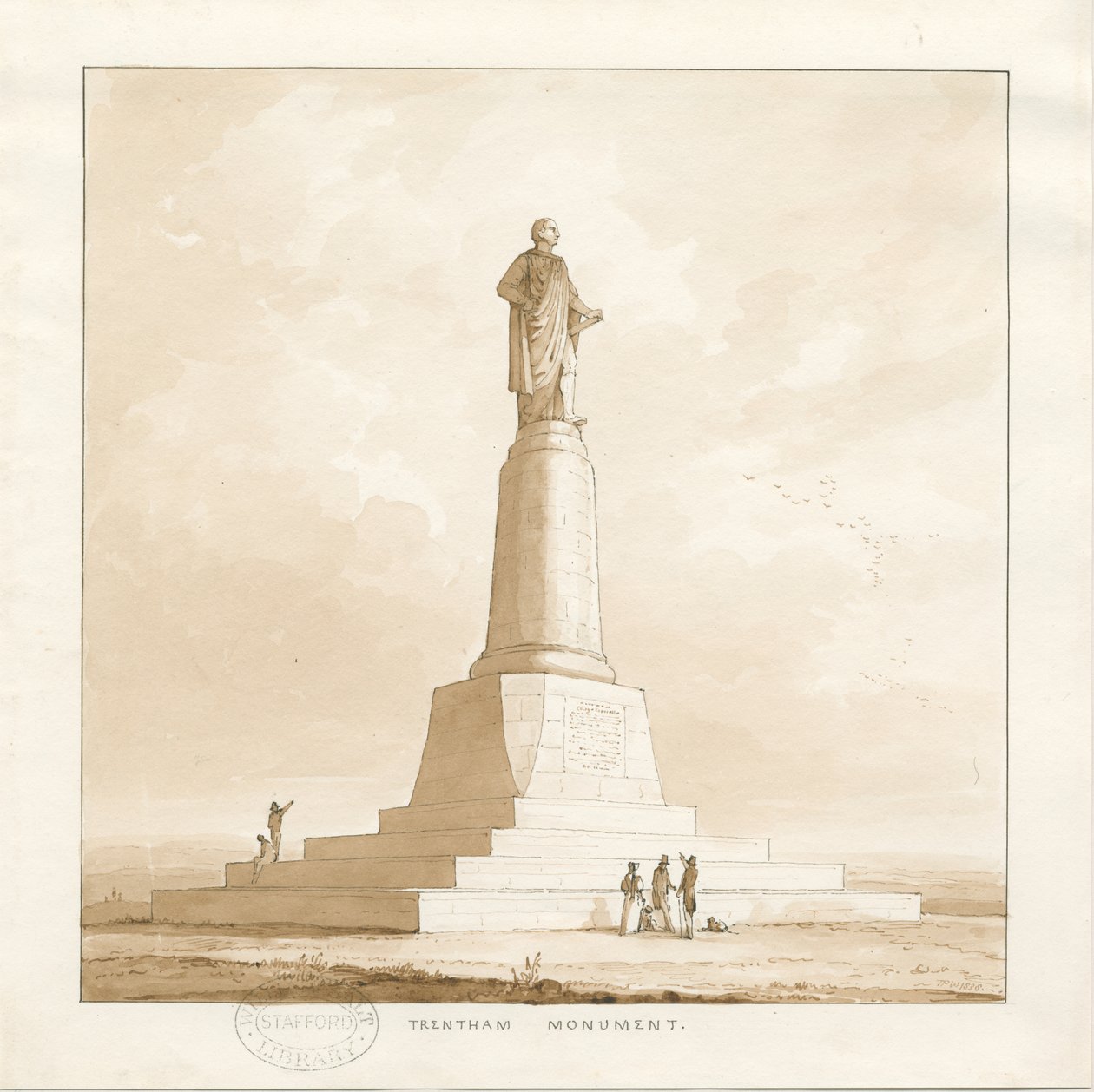 Trentham - Sutherland Dükü Anıtı: kalem ve yıkama çizimi, 1838 by Thomas Peploe Wood