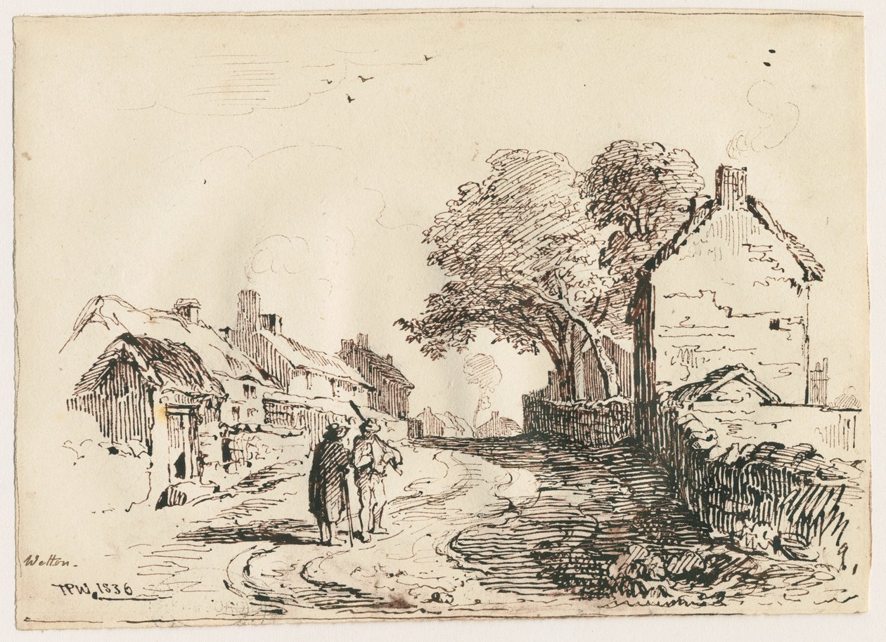 Wetton - Village Street: kalem ve mürekkeple çizim, 1836 by Thomas Peploe Wood