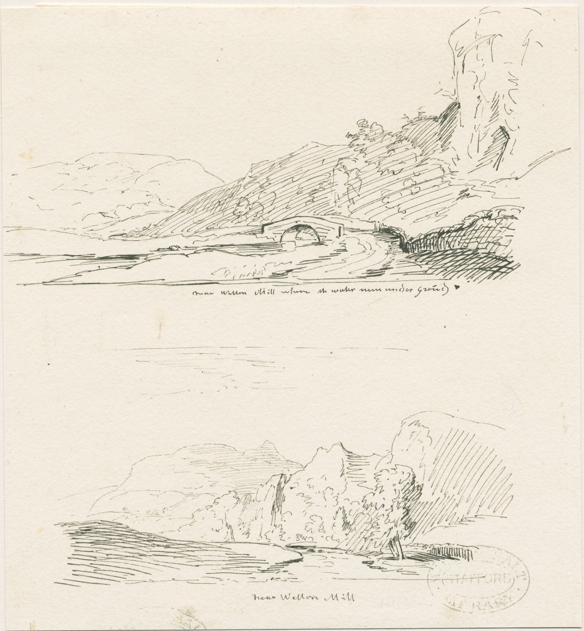 Wetton Mill: kalem ve mürekkeple çizim, nd [1817-1845] by Thomas Peploe Wood