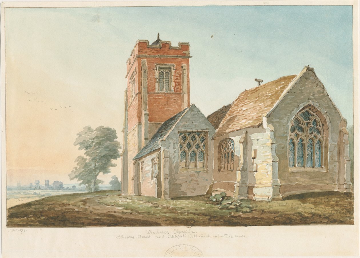 Wychnor Kilisesi: sulu boya by Thomas Peploe Wood