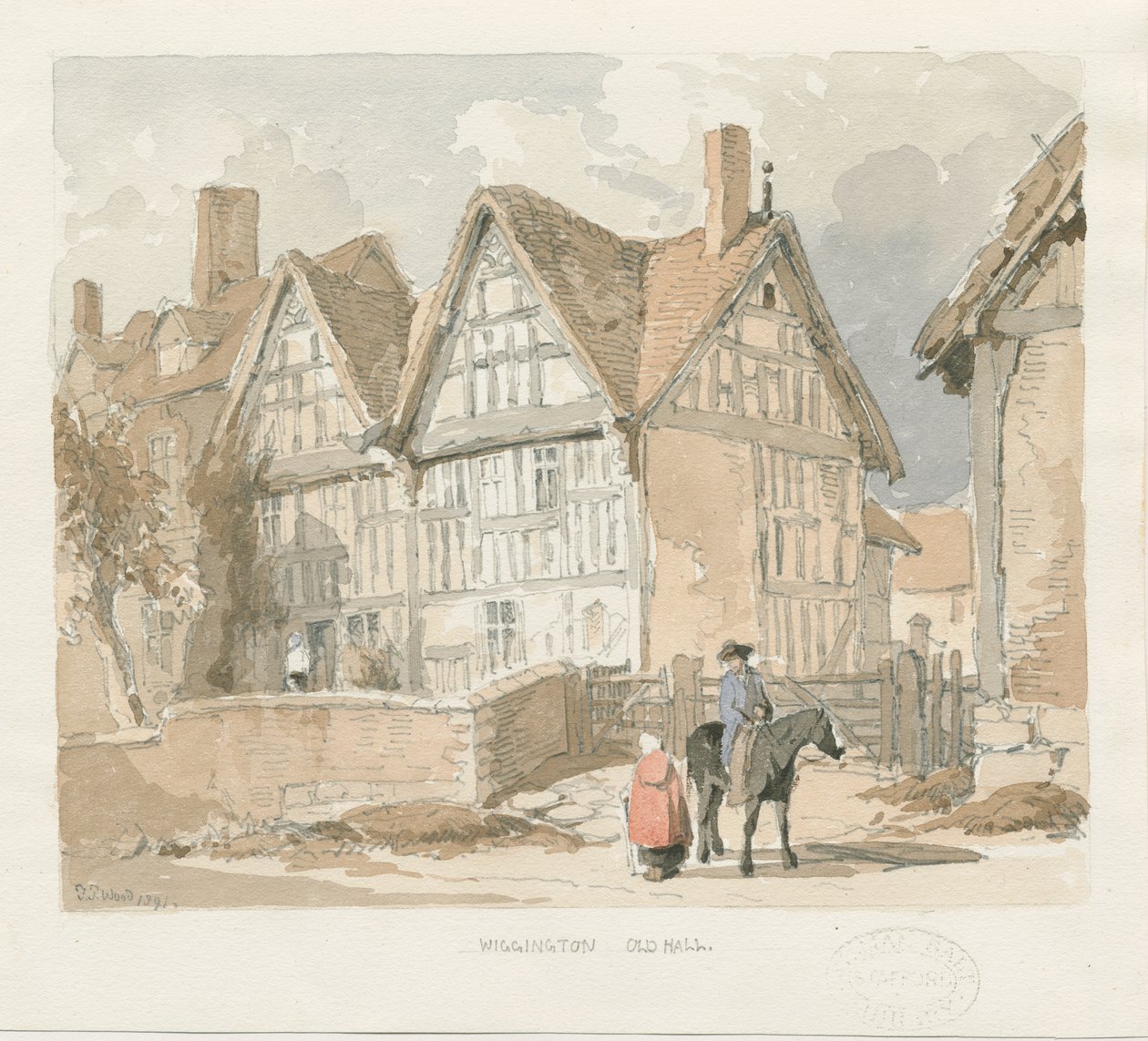 Wigginton Old Hall: sulu boya boyama, 1841 by Thomas Peploe Wood