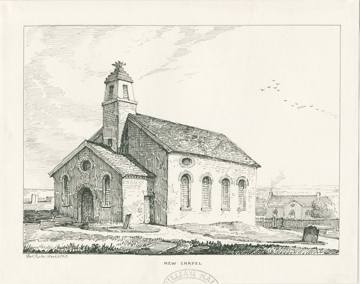 Wolstanton - Yeni Şapel: kalem ve mürekkeple çizim by Thomas Peploe Wood
