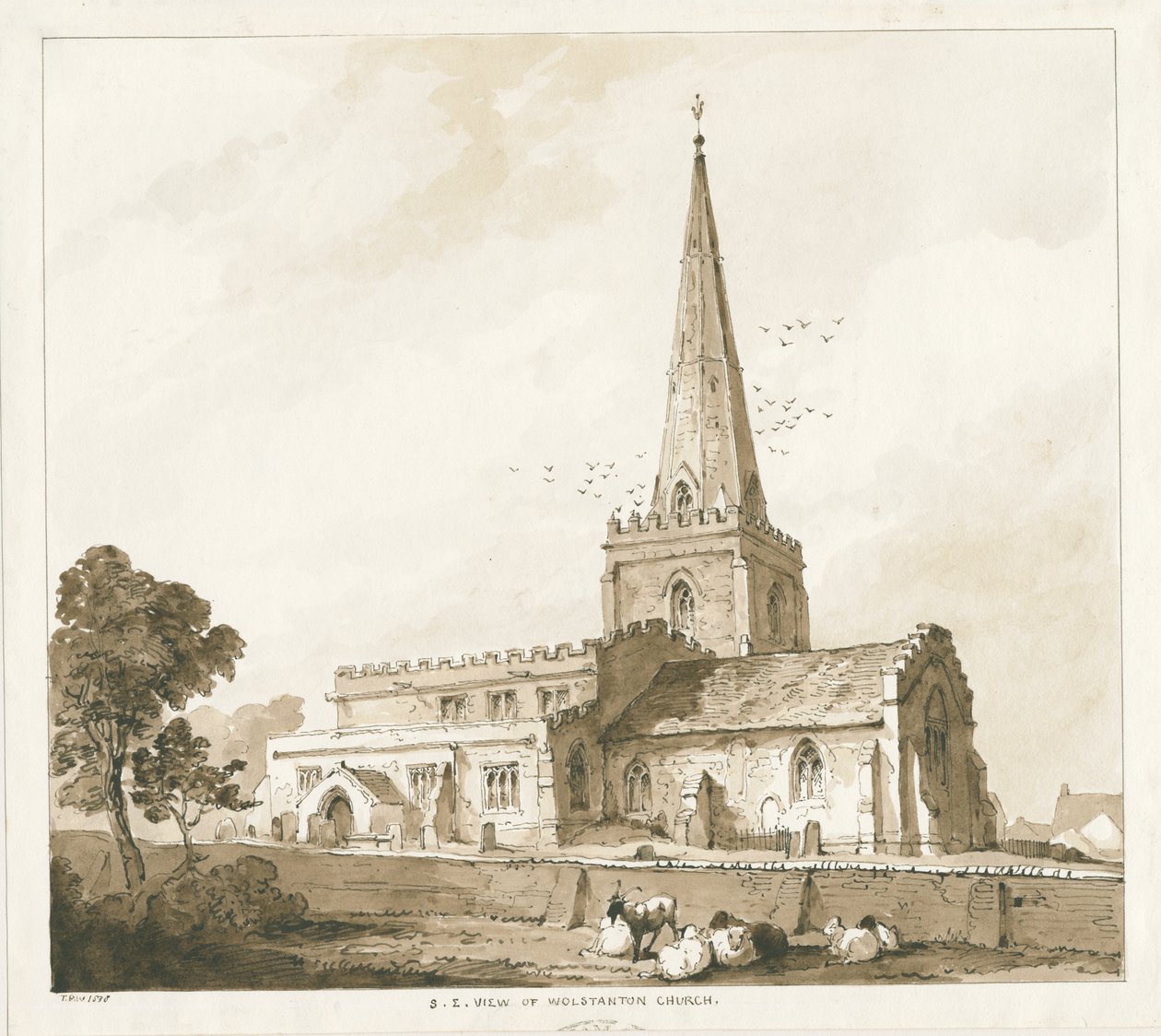 Wolstanton Kilisesi: gravür ve [?19. yüzyıl] by Thomas Peploe Wood