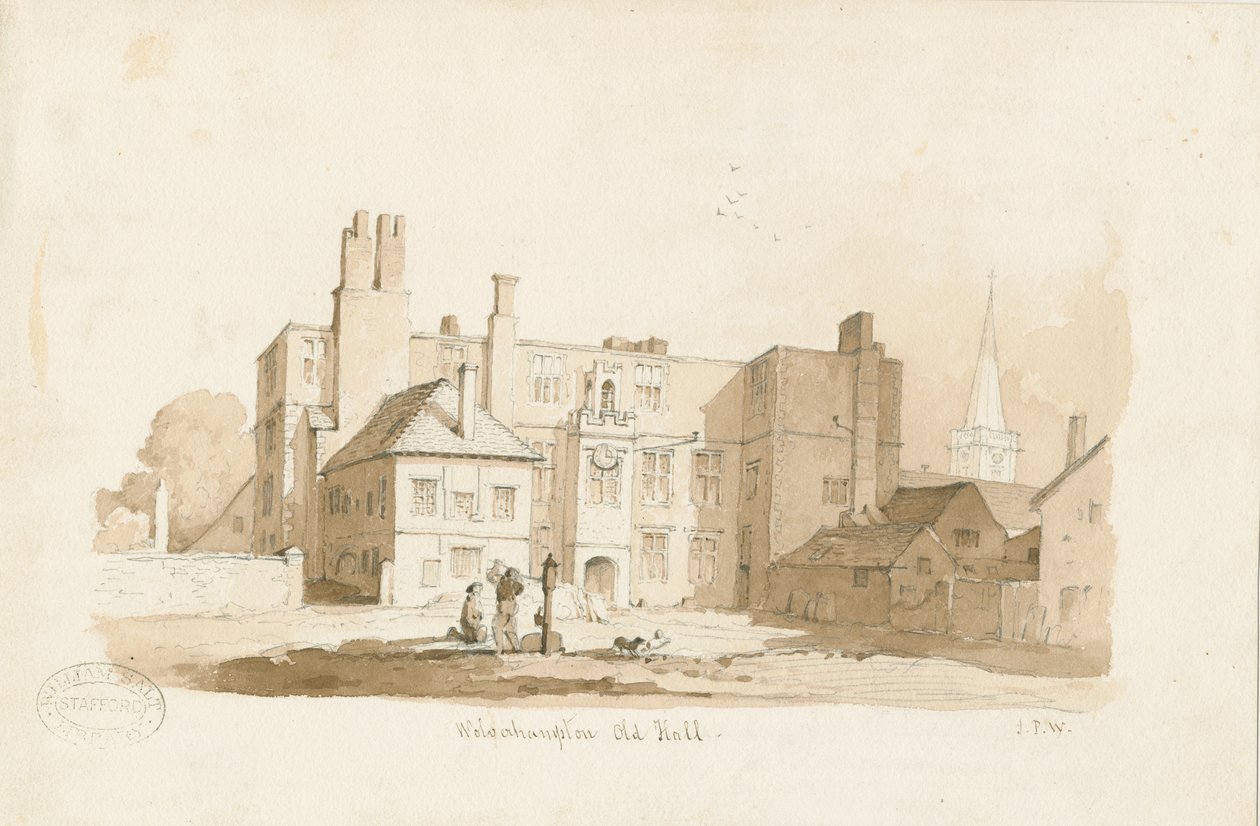 Wolverhampton - Eski Salon: sepya çizimi ve [c 1838] (çizim) by Thomas Peploe Wood