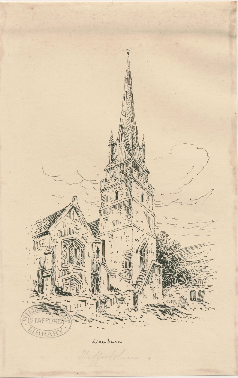 Wombourne Kilisesi: çinkograf ve [19. yüzyılın ortaları] (çizim) by Thomas Peploe Wood