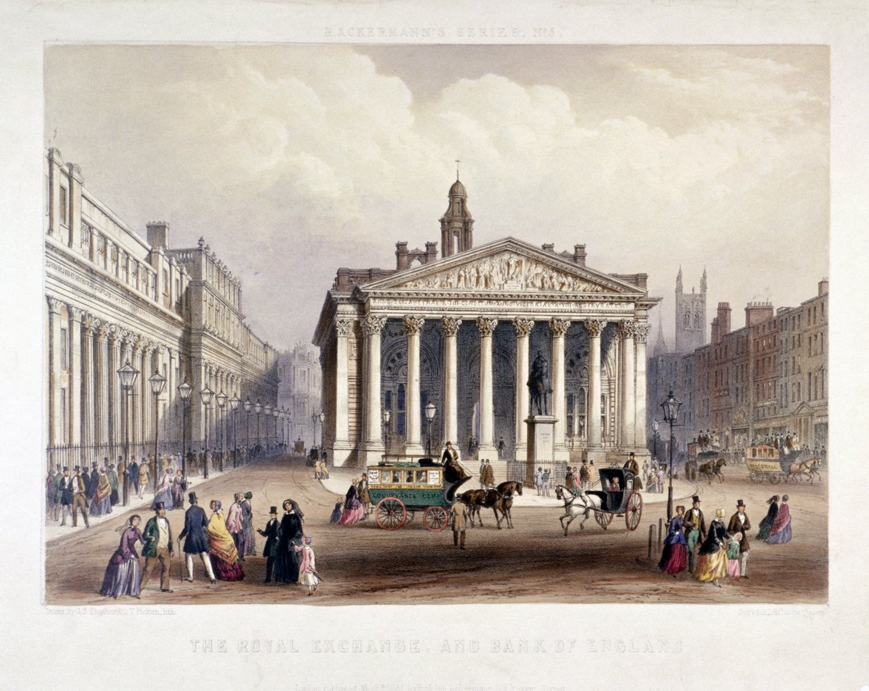 Solda Royal Exchange ve Bank of England, Londra, 1851 by Thomas Picken