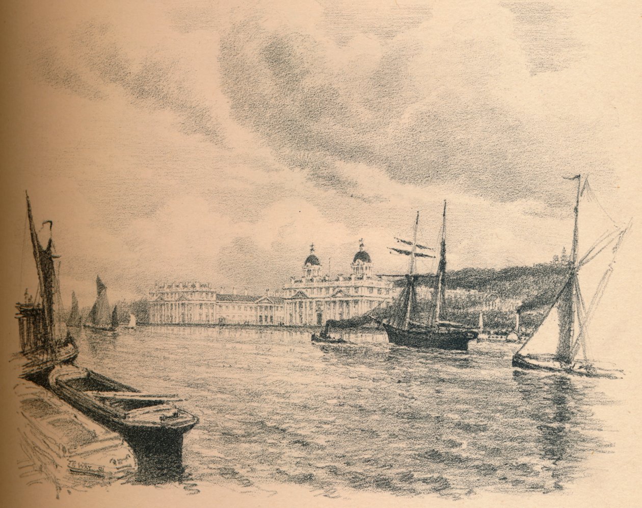 Nehirden Greenwich Sarayı, 1902 by Thomas Robert Way